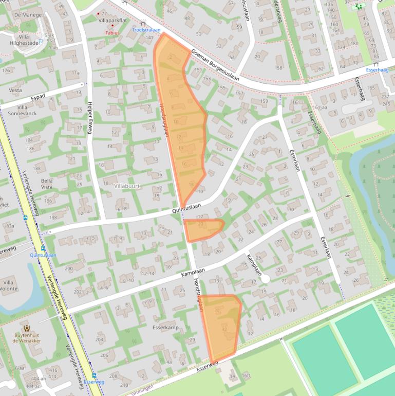 Kaart van postcodegebied 9722SE.