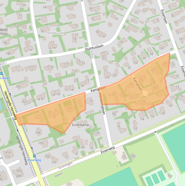 Kaart van postcodegebied 9722SG.