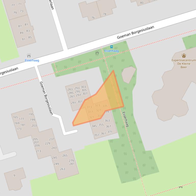 Kaart van postcodegebied 9722VE.