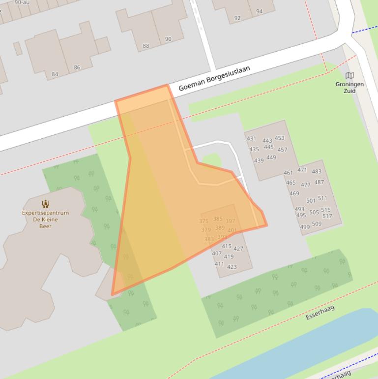 Kaart van postcodegebied 9722VJ.