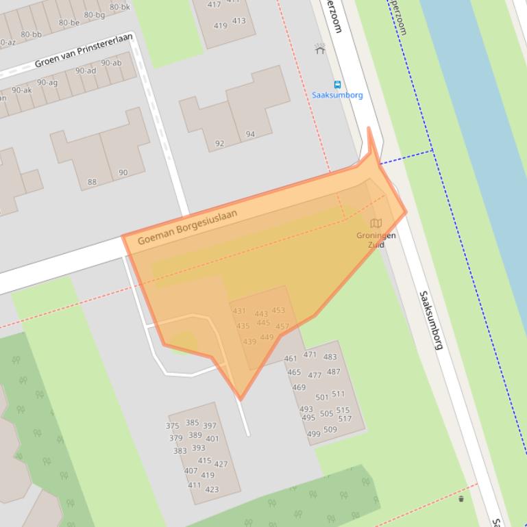Kaart van postcodegebied 9722VL.