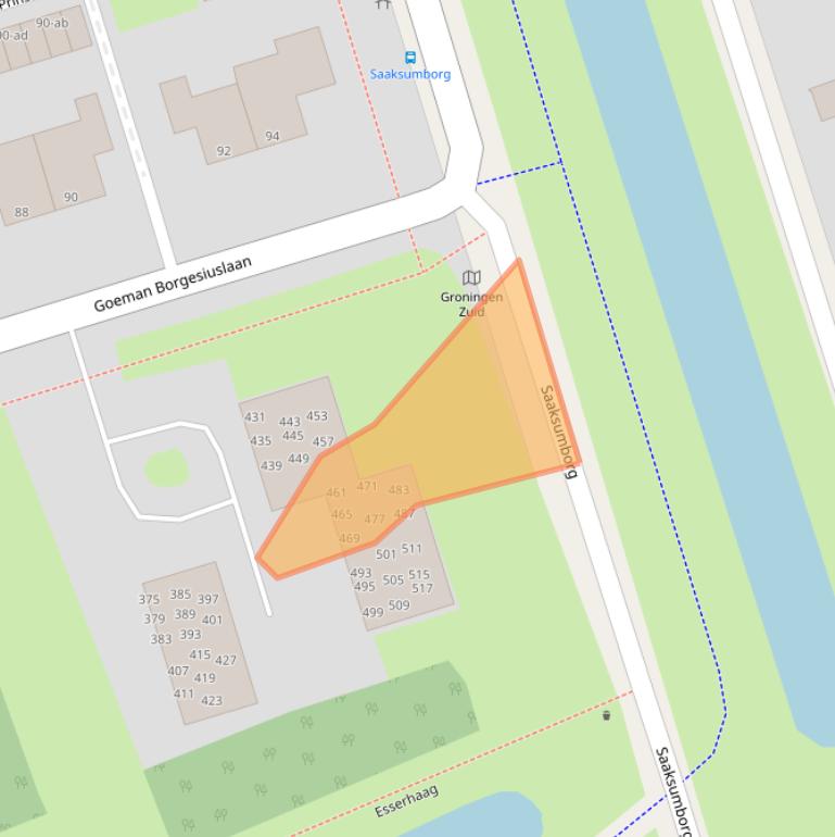 Kaart van postcodegebied 9722VM.