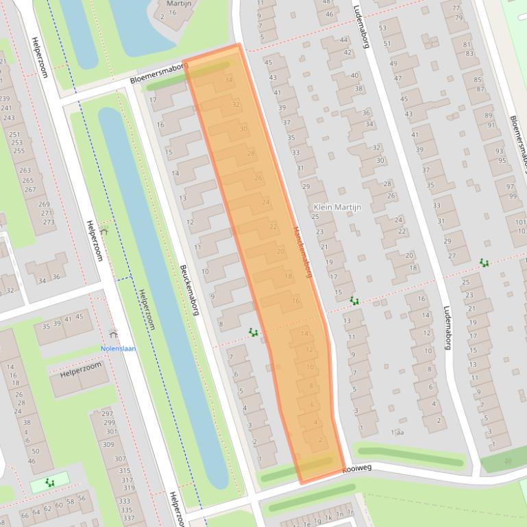 Kaart van postcodegebied 9722WC.