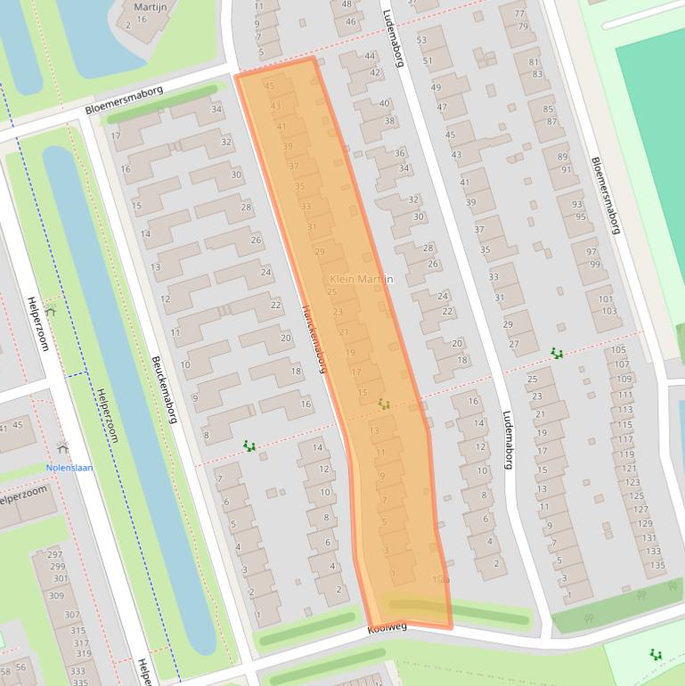 Kaart van postcodegebied 9722WD.