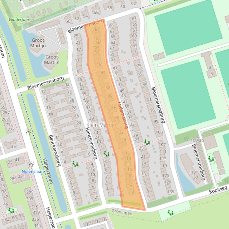 Kaart van postcodegebied 9722WE.
