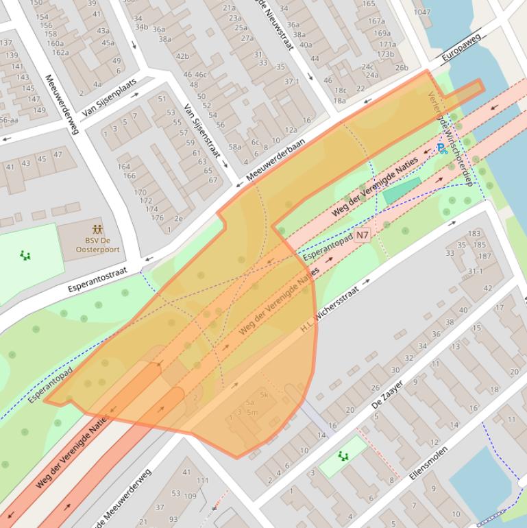 Kaart van postcodegebied 9723AD.