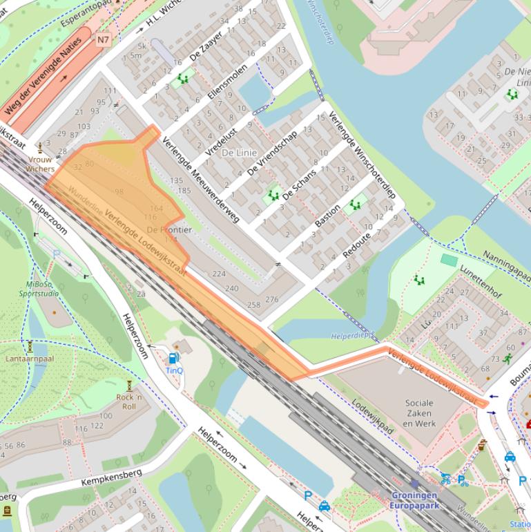 Kaart van postcodegebied 9723AJ.