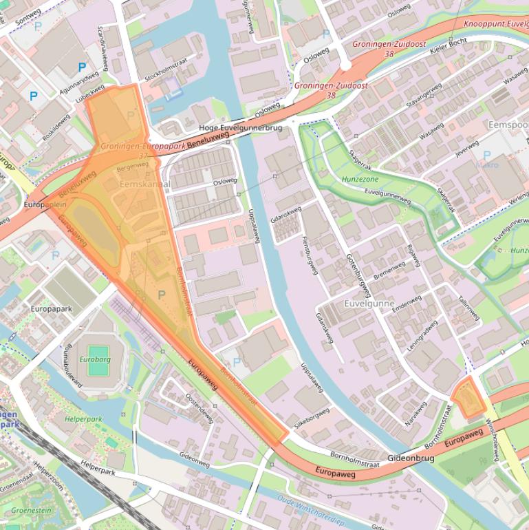 Kaart van postcodegebied 9723AW.