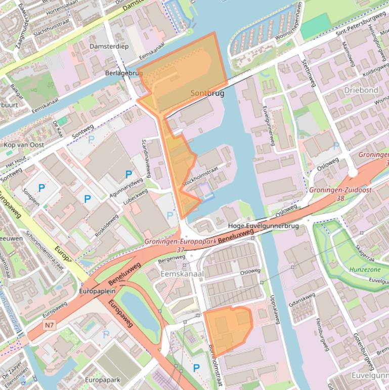 Kaart van postcodegebied 9723AX.