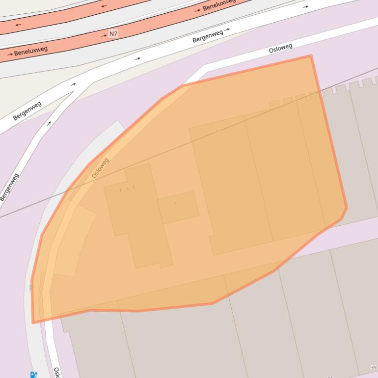 Kaart van postcodegebied 9723BE.