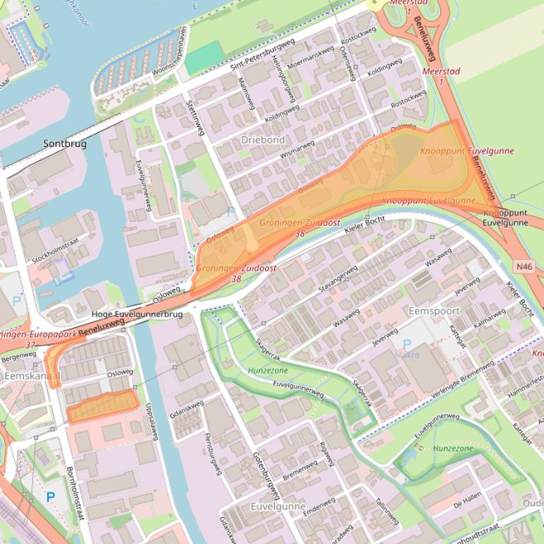 Kaart van postcodegebied 9723BK.