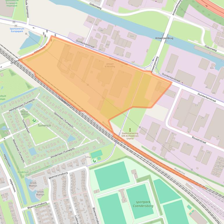 Kaart van postcodegebied 9723BN.