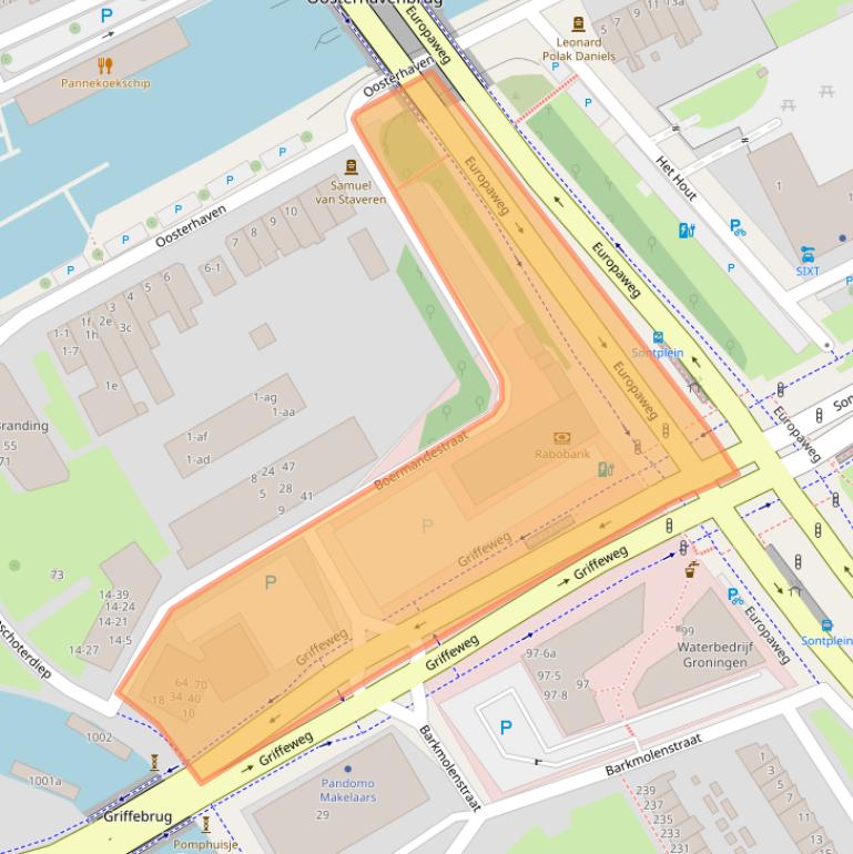 Kaart van postcodegebied 9723DR.