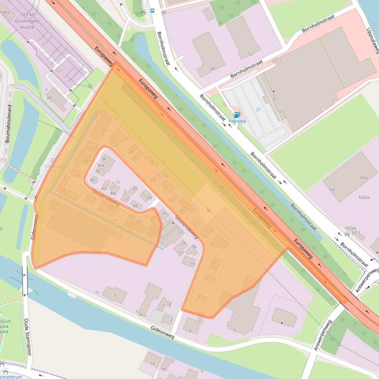 Kaart van postcodegebied 9723HJ.