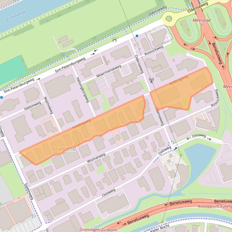 Kaart van postcodegebied 9723HL.