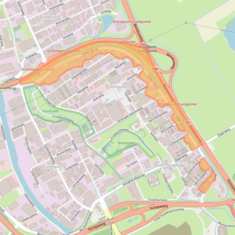 Kaart van postcodegebied 9723JA.