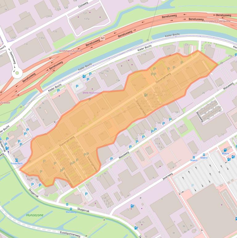 Kaart van postcodegebied 9723JC.