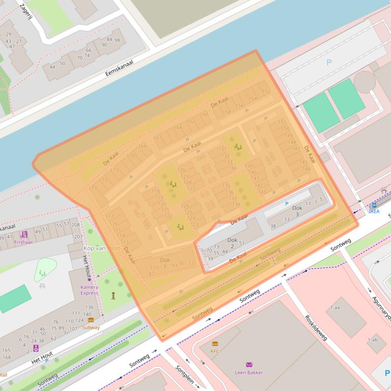 Kaart van postcodegebied 9723LE.