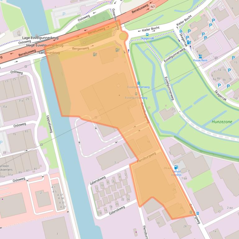 Kaart van postcodegebied 9723TL.