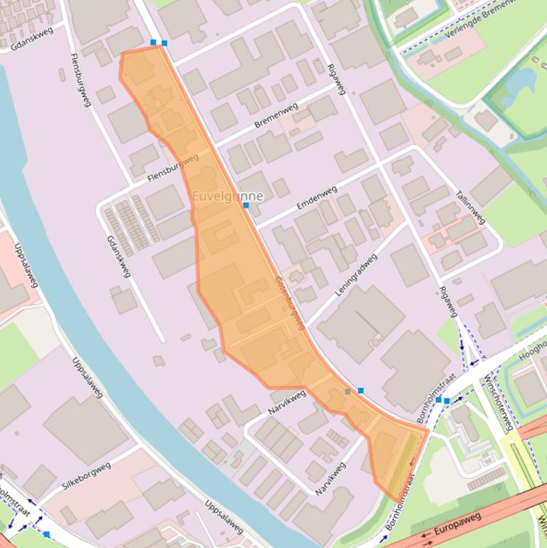 Kaart van postcodegebied 9723TM.