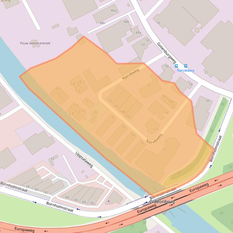 Kaart van postcodegebied 9723TV.