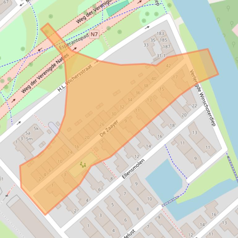 Kaart van postcodegebied 9723ZB.