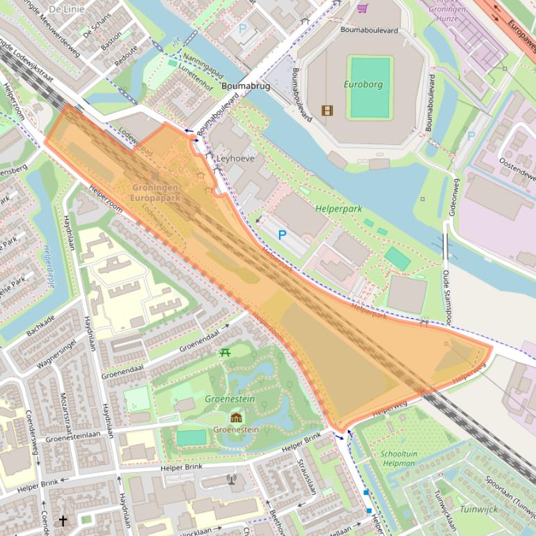 Kaart van postcodegebied 9723ZR.
