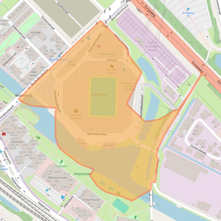 Kaart van postcodegebied 9723ZS.