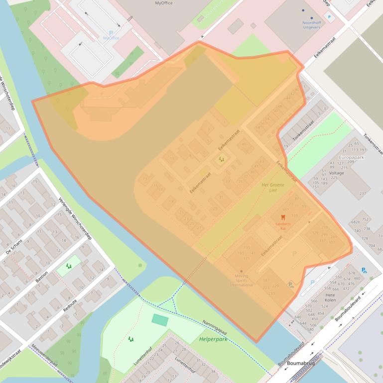Kaart van postcodegebied 9723ZW.