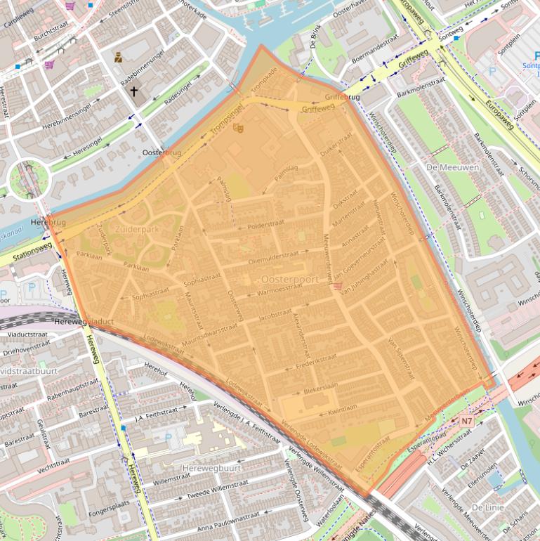 Kaart van postcodegebied 9724.