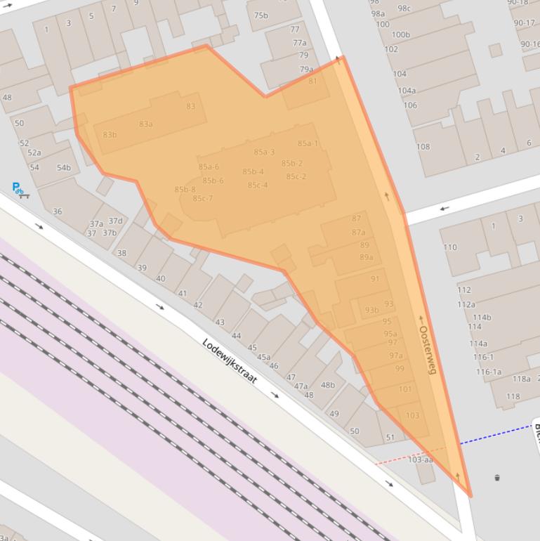 Kaart van postcodegebied 9724CG.