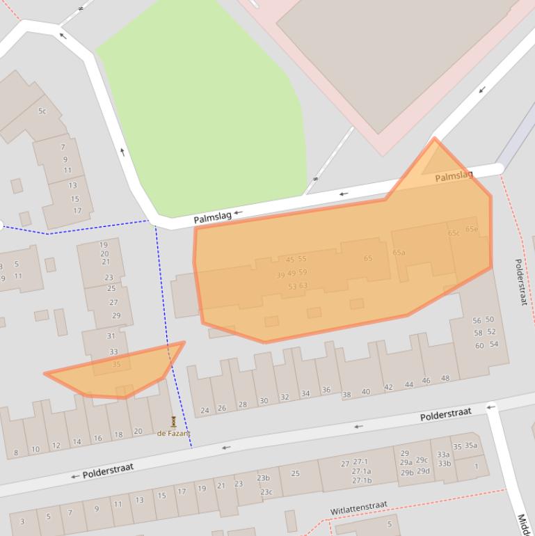 Kaart van postcodegebied 9724CP.