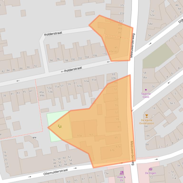 Kaart van postcodegebied 9724EN.