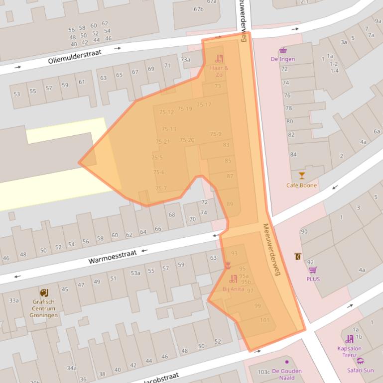 Kaart van postcodegebied 9724EP.