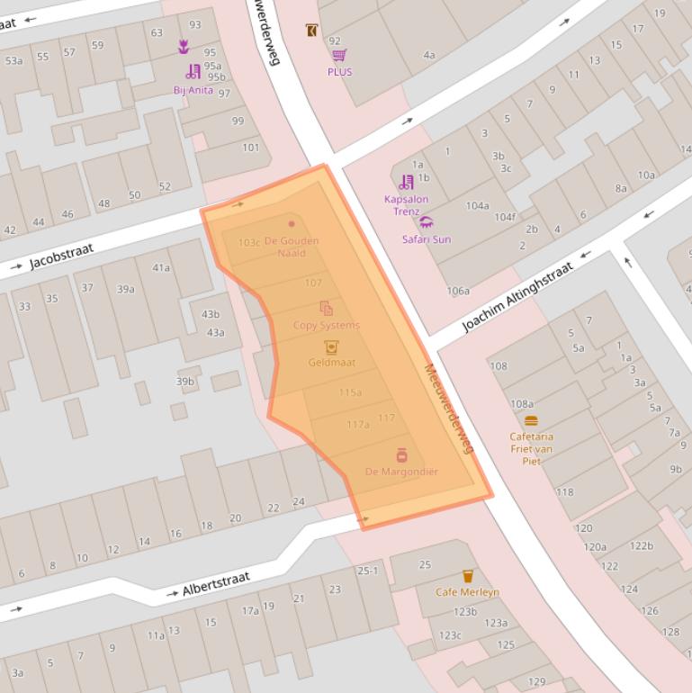 Kaart van postcodegebied 9724ER.