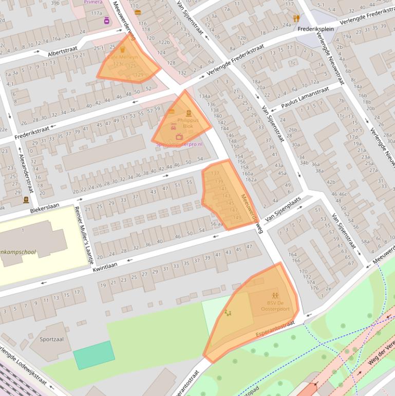 Kaart van postcodegebied 9724ES.