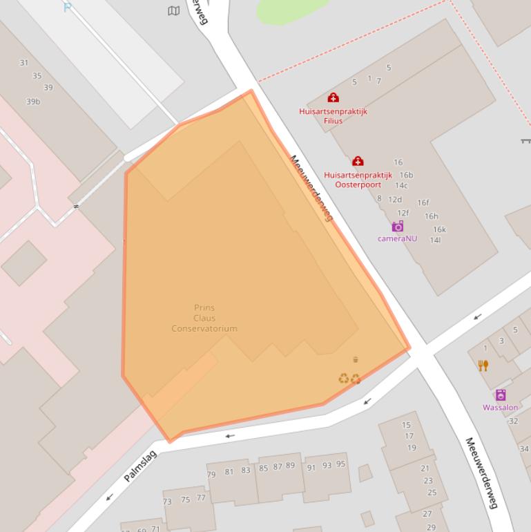 Kaart van postcodegebied 9724GA.