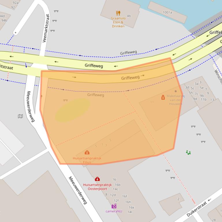 Kaart van postcodegebied 9724GE.