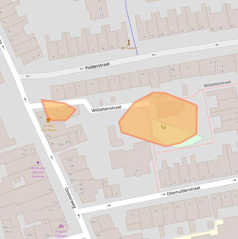Kaart van postcodegebied 9724JA.
