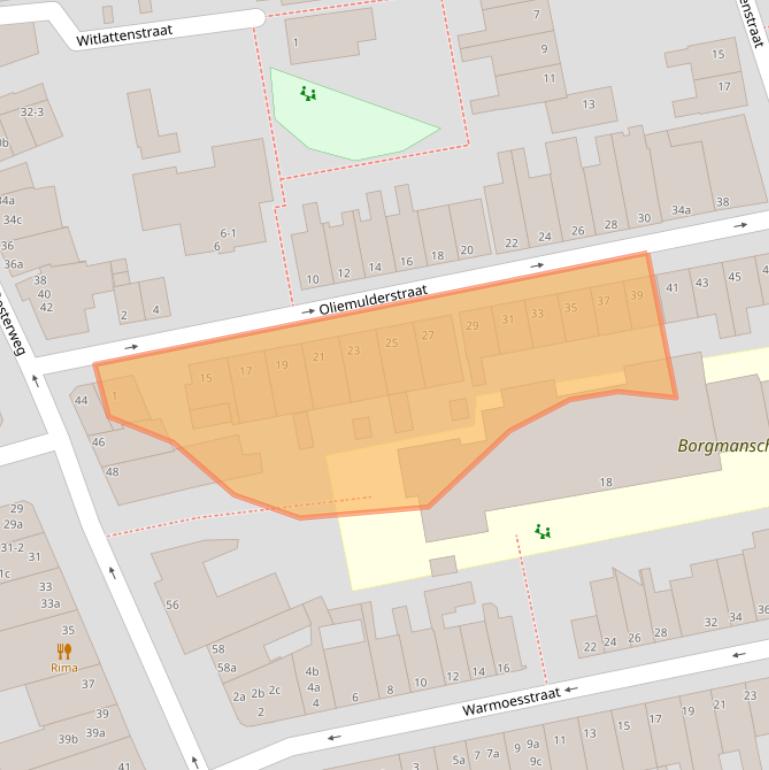 Kaart van postcodegebied 9724JC.