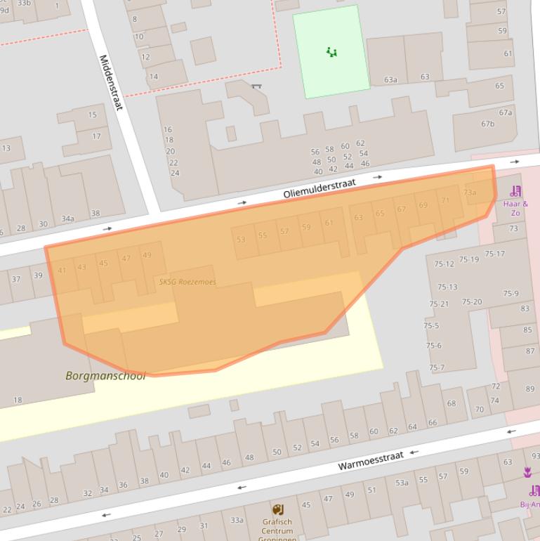 Kaart van postcodegebied 9724JD.