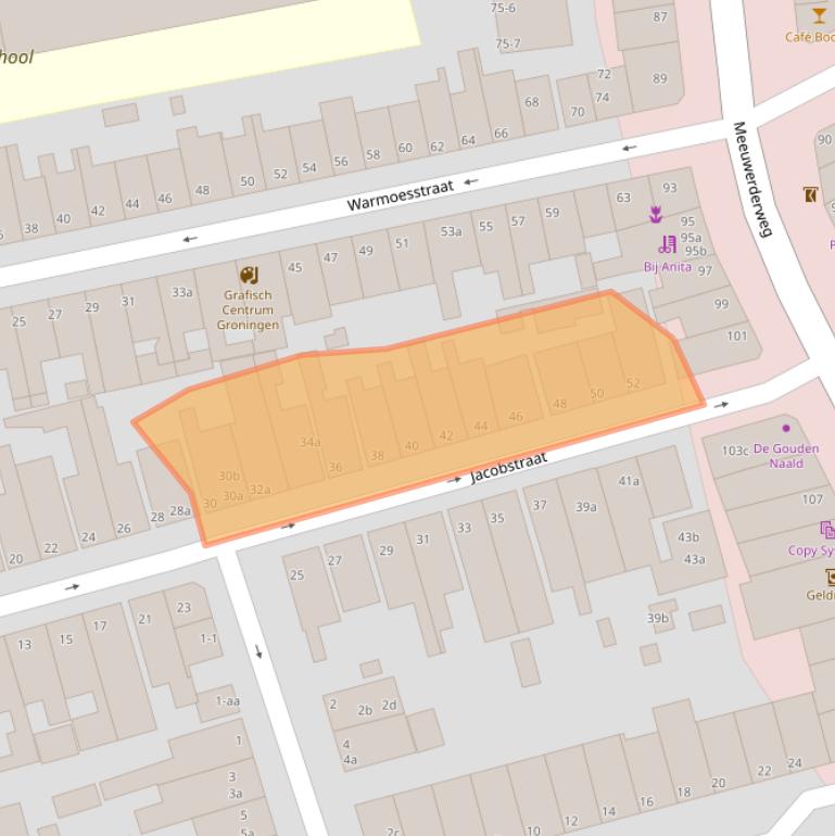 Kaart van postcodegebied 9724JS.