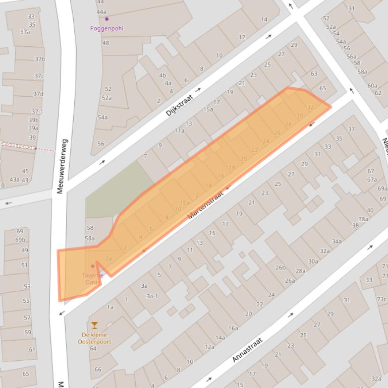 Kaart van postcodegebied 9724LB.