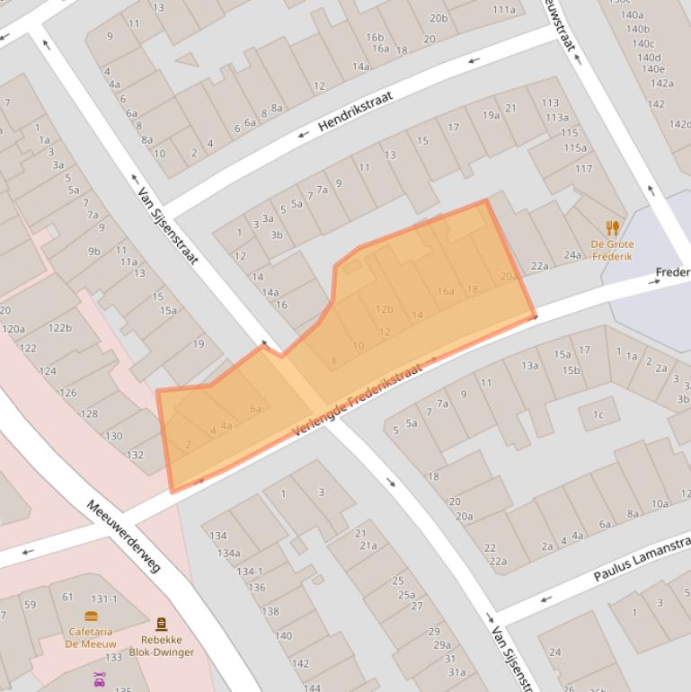 Kaart van postcodegebied 9724NE.