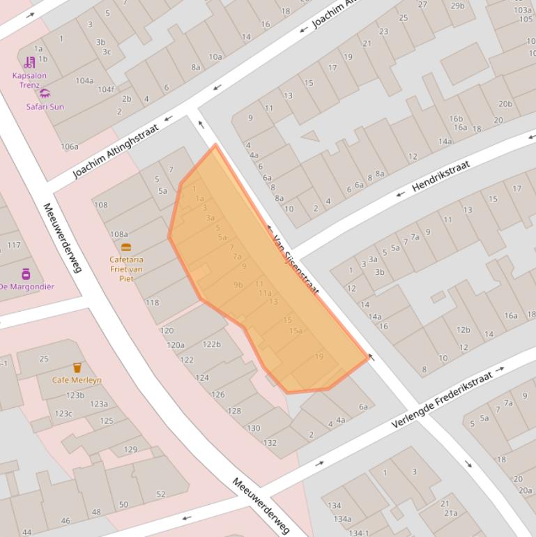 Kaart van postcodegebied 9724NJ.