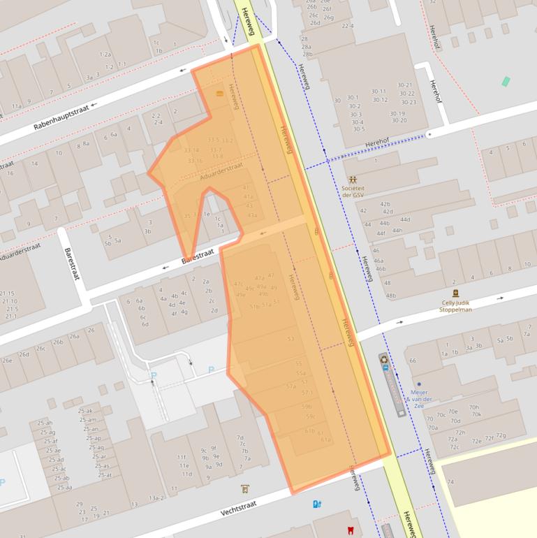 Kaart van postcodegebied 9725AB.