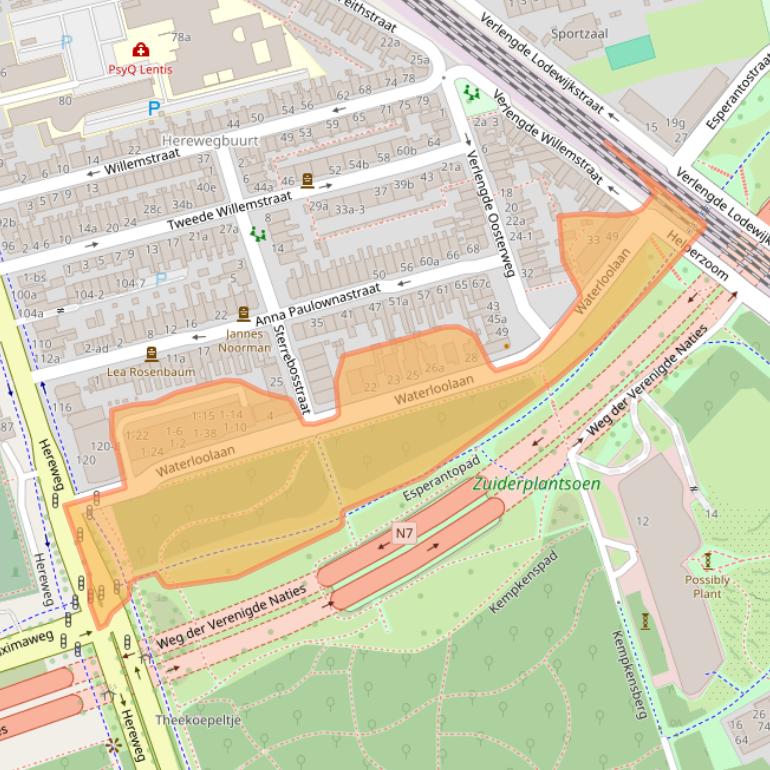 Kaart van postcodegebied 9725BE.