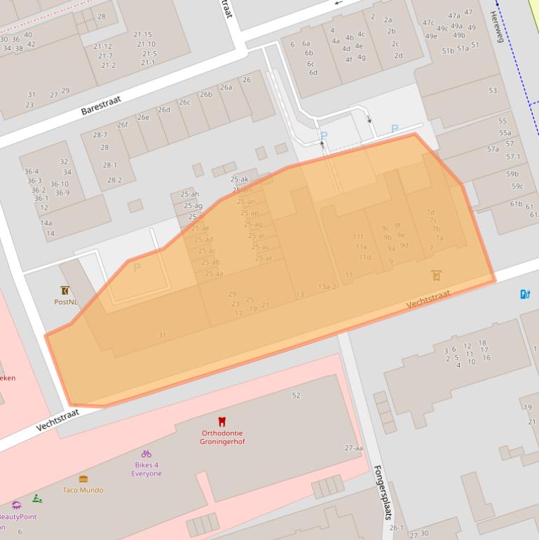 Kaart van postcodegebied 9725CS.