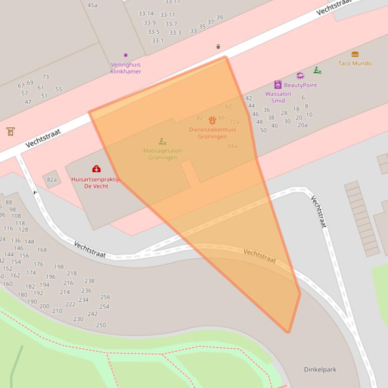 Kaart van postcodegebied 9725CW.