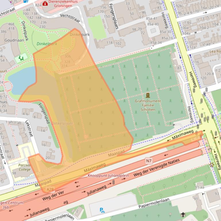 Kaart van postcodegebied 9725CZ.